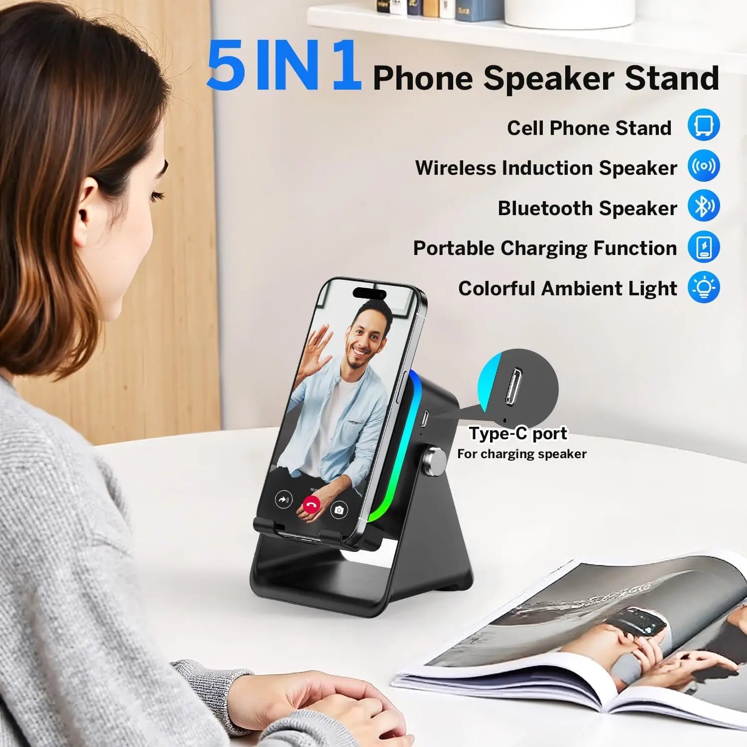 5-in-1 Wireless Induction Speaker Bluetooth + Free Shipping